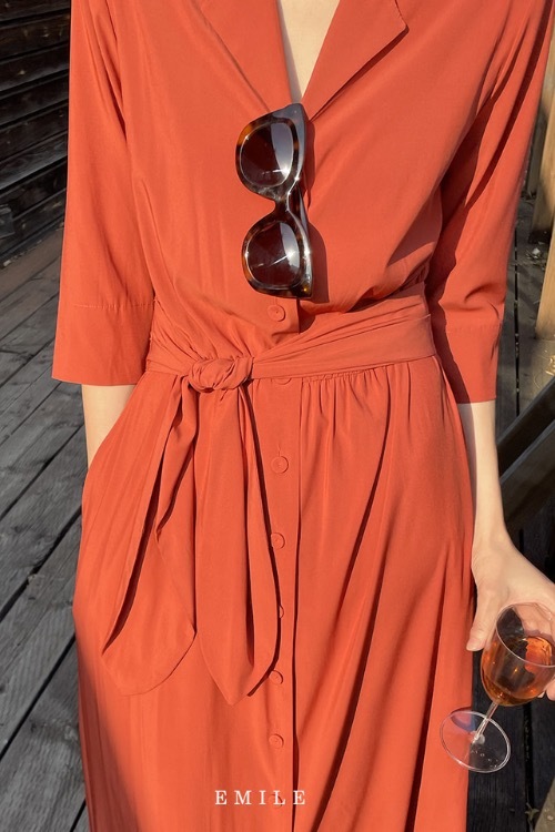 바로배송/ 기능성원단 ] EMILE ice strap maxi dress [brick orange]