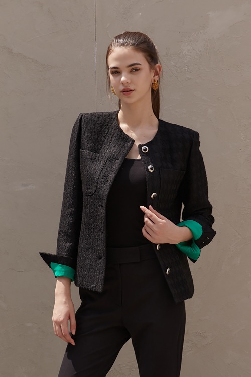 EMILE BLACK Jacquard Tweed [fabric by Italy]