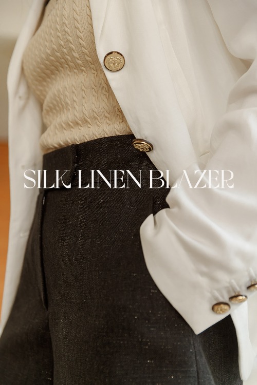 EMILE Silk Linen Blazer [WHITE] Fabric by Italy 바로배송
